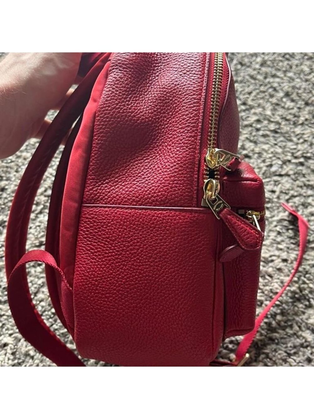 Red Coach Leather Mini Backpack Coquette Back to School Luxury Minimalist Cutesy - Picture 6 of 8